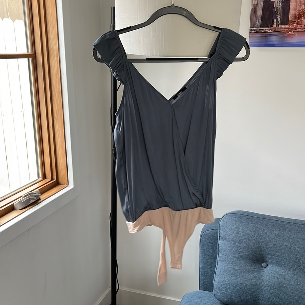 Paige cornflower blue silk body suit